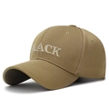 Berretto da baseball kaki con ricamo BLACK 3D bianco e visiera curva rigida - Regolabile / Beige scuro