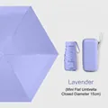 Mini lavender purple folding umbrella with a matching compact hard zipper storage case - Box Packaging / Light Purple