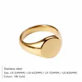 Bague chevalière minimaliste pour femme en acier inoxydable plaqué or 18 carats, tailles US - Circonférence 49MM-US5 / Or (YD25020)
