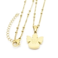 Collana angelo dorata in acciaio inossidabile con iniziale W e catena a sfere - Lettera W (KN196935-K)