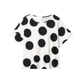 Women's white short sleeve t-shirt with black polka dot pattern on a plain background - XS / Tops