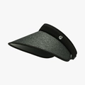 Women's Raffia Visor Sun Hat with G-Logo in Black and Grey Woven Fiber Detail - Adjustable / Black