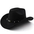 Détail d'un chapeau de cowboy noir avec turquoise ethnique et clous en métal décorés - M (56-58cm) / Noir