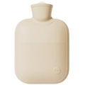 Bolsa de agua caliente crema con rayas verticales antideslizantes y diseño minimalista - Bolsa de agua blanco roto sin funda / 500ml (Pequeño)