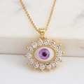 Détail du pendentif œil maléfique avec zircon violet et placage en or éclatant - Violet