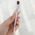 Pink makeup brush with soft brown bristles and metal ferrule for eyeshadow blending - Budget Pink Eyeshadow Brush