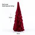 Red flocked ceramic Christmas tree desktop ornament large multi-layered design 25cm - Large Red Multi-layer (365g)