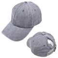 Detalle de gorra de algodón gris oscuro con abertura para coleta y hebilla de metal - Gris claro / Ajustable