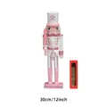 Casse-noisette roi en bois rose et blanc avec paillettes et boîte, hauteur 30cm 12 pouces - 30cm / Soldat corps blanc jambes roses avec épée rose