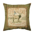 Leinenkissenbezug mit Vintage-Hirschdruck und grünem Karo-Rand-Verzierungen - Stil 4