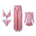 Conjunto de bikini de 5 piezas para niña con top de sol y pantalones de malla tie-dye - Conjunto De Tres Piezas Para Adulto En Color Rosa Oscuro / S