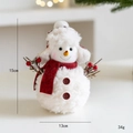Plush Christmas snowman doll with red plaid hat and scarf, 15cm height desktop ornament - Medium / Red