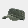 Detail of army green cadet cap showing metal air vents and washed cotton texture - Adjustable / Army Green