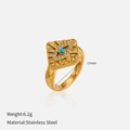 Detail showing 17mm inner diameter and 6.2g weight of gold evil eye stainless steel ring - Evil Eye Ring
