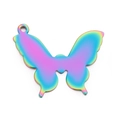 Rainbow-gradient stainless steel butterfly charm pendant for DIY jewelry design - Rainbow Hollow Butterfly Style (KLJ3025-Z)