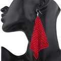 Fashion long square geometric red sequin tassel earrings for women party style - Red