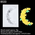Moon-shaped flower bouquet silicone mold and yellow flower resin casting sample - 4# Moon Flower Cluster