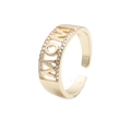 Detailed view of adjustable golden MOM ring featuring hollow letters and zircon accents - MOM Letter/Hollow Inlaid Zircon (CR0058MOM YH)