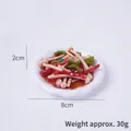 8cm artificial white jade mushroom dish model with peppers in a white lace plate - Chili Enoki Mushrooms / 8cm Torch Plate