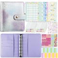 Holographic purple A6 budget binder set with laser pattern cover and sticker accessories - Complete Budget Binder Set (Inc. Zip Pockets/Cards/Stickers) / Purple