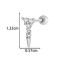 Silver cartilage earring with heart cubic zirconia and cone pendant, height 1.22cm - Triangle with Cone Style(2605-5#) / Silver