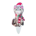 Outdoor Christmas cat garden stake with Santa hat and scarf for holiday yard decor - Striped Cat Stake-10