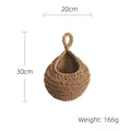 Handmade khaki teardrop crochet fruit basket in 20x30cm size for wall hanging storage - 20*30cm / Brown