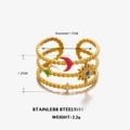 Gouden gelaagde roestvrijstalen open ring met kleurrijke emaille maan bedeltjes - Gouden Ster Maan Ring
