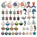 Assorted colorful enamel ocean charms including starfish and shells for DIY jewelry making - 50Pcs Mixed Ocean Series