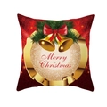 Dark red Christmas pillow case with golden bells and Merry Christmas text decor - Red Round Frame Bells