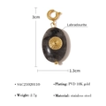 Golden stainless steel pendant with natural grey labradorite stone for vintage necklaces - Grey Labradorite Gold Pendant