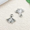 Silver alloy ginkgo leaf charm with vein texture for DIY jewelry making - Ginkgo / 13x13mm