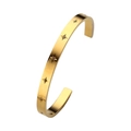 Elegant gold-plated open bangle featuring starburst engravings and zircon stone accents - B121 Eight-Pointed Star / Open Cuff / Star Inlaid Zirconia