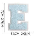 Detail of light blue towel embroidery patch letter E with 7cm height dimensions - Letter E / Light Blue