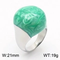 Polished silver ring featuring a large green marble resin dome and 21mm wide band - US 6 / Silver Green Marble