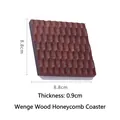 Square ebony wood coaster with honeycomb texture, 8.8x8.8cm size and 0.9cm thickness - Ebony Honeycomb Coaster