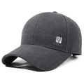 Dark grey baseball cap with textured wool fabric and embroidered white NY patch logo - Adjustable / Gray
