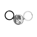 Porte-clés duo chien Yin Yang en acier inoxydable noir et argent pour couples - Paire de Chiens Souriants Noirs et Argents / Noir/Argent