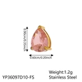 Macro detail of a 0.9x0.6cm pink teardrop zirconia charm with a gold stainless steel base - October Pink / Gold