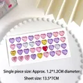 36-piece colorful heart crystal diamond stickers with multifaceted princess gemstones - M Size Mixed Colors (36 Pcs/Sheet)