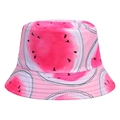 Rosa Anglerhut mit süßem Wassermelonen-Muster und schwarzen Kern-Details - Rosa Wassermelone (D-24)