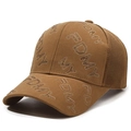 Caramel mesh baseball cap with silver rhinestone FDMY letters and curved brim - Deep Beige