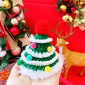 Cappello a maglia per animali a forma di albero di Natale con pon pon colorati e stella - S / Cappello Verde Multistrato Palla Rossa di Natale