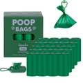 Comprehensive set of eco-friendly green dog poop bags with dispenser and packaging box. - Boxed with Dispenser and Clip / 20 Rolls Box / Green