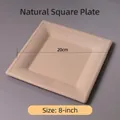 Eco-friendly 8-inch square sugarcane pulp disposable plate with 20cm width and thick texture - 8 Inch Square Plate Thickened / Natural