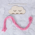 Pink DIY cloud wooden hair clip organizer with sleeping eye carving and cotton ropes - Pink 1