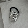 Silver square metal hair tie with irregular water ripple texture and black elastic band - 00622-Square Hammered-Silver