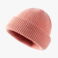 Pink winter acrylic knit beanie hat with classic cuffed design in soft warm yarn finish - 56-58cm(Elastic) / Dusty Pink