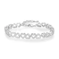 Bracciale regolabile in argento con maglie a cuore impreziosite da zirconi bianchi - Oro Bianco