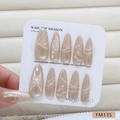 Unghie finte fatte a mano a mandorla con farfalle bianche ed effetto magnetico cat-eye - Taglia XS (FM135)